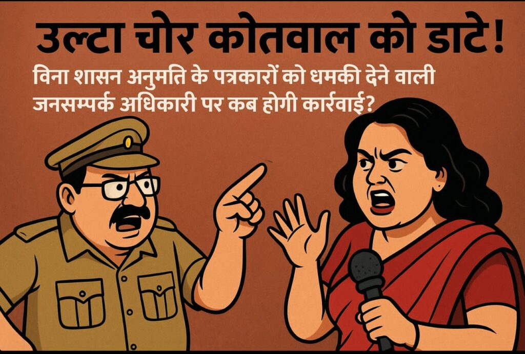 उल्टा चोर कोतवाल को डांटे! बिना शासन अनुमति के पत्रकारों को धमकी देने वाली जनसम्पर्क अधिकारी पर कब होगी कार्रवाई?