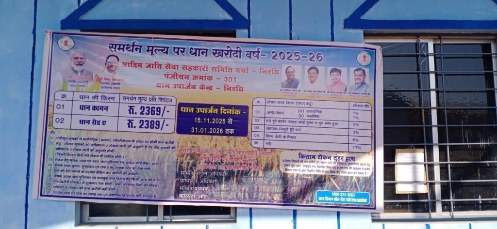 धान खरीदी में बड़ी अनियमितता का खुलासा: निरधि मंडी में 41 किलो से अधिक अतिरिक्त तौल, प्रशासन की चुप्पी पर उठे सवाल