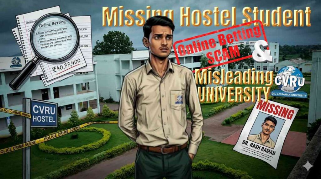 सीवी रमन यूनिवर्सिटी का छात्र लापता: कमरे से मिले बेटिंग के नोट्स, 40 लाख से ज्यादा के लेन-देन का हिसाब
