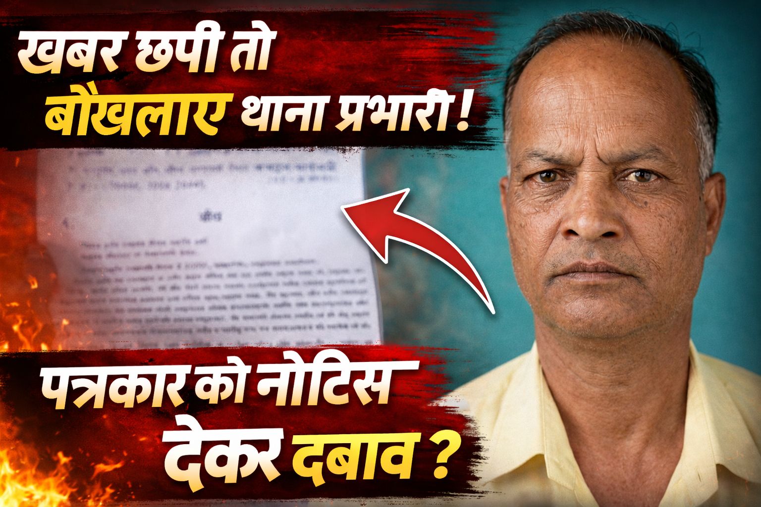 खबर से बौखलाए थाना प्रभारी! आरोपों पर सफाई देने के बजाय पत्रकार को भेजा नोटिस