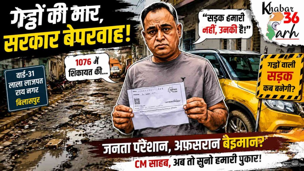 बिलासपुर: वार्ड-31 की सड़क बनी मुसीबत, गड्ढों से परेशान नागरिकों ने मुख्यमंत्री से लगाई गुहार