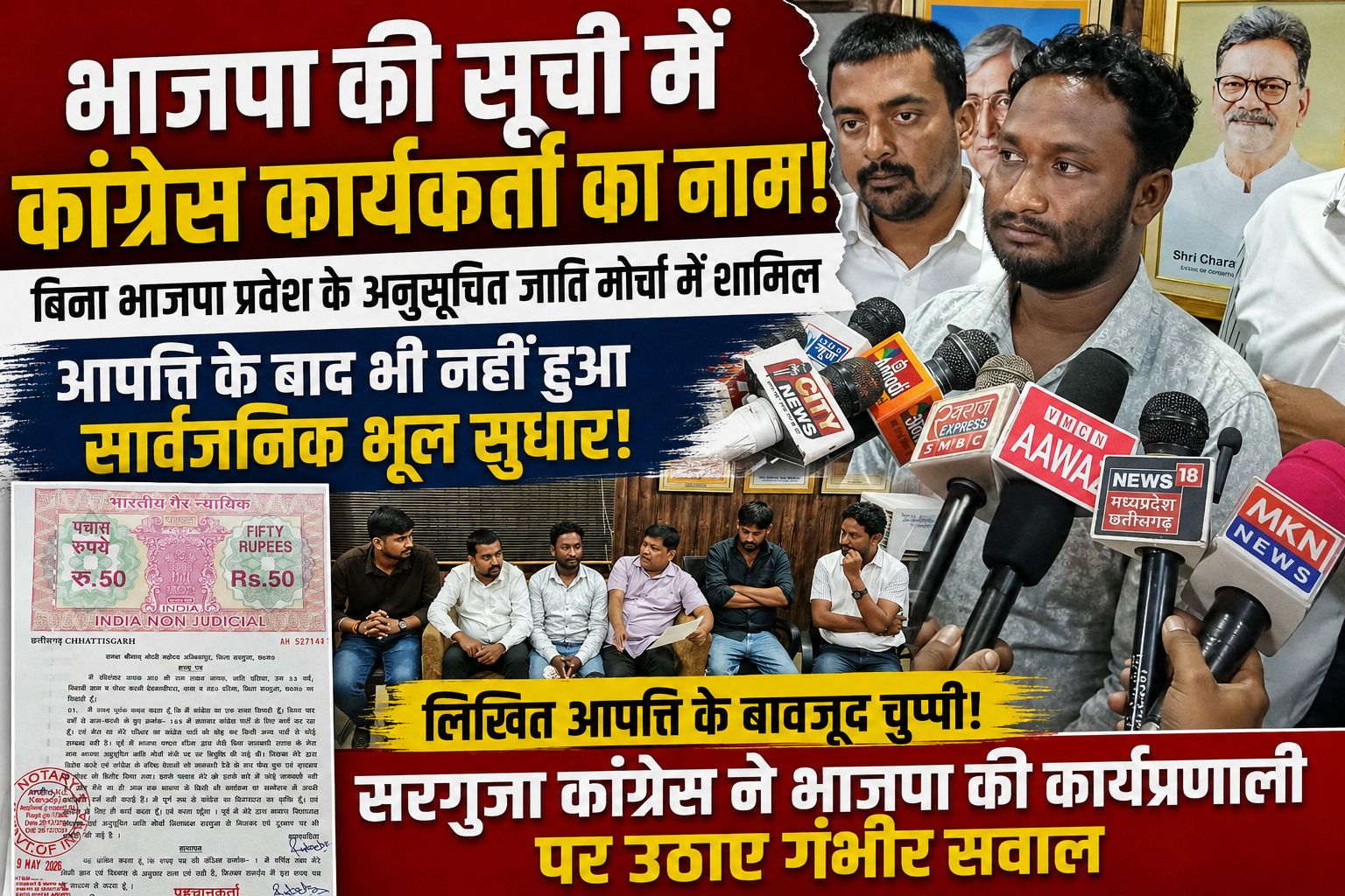 सरगुजा में भाजपा की कार्यप्रणाली पर कांग्रेस ने उठाए सवाल