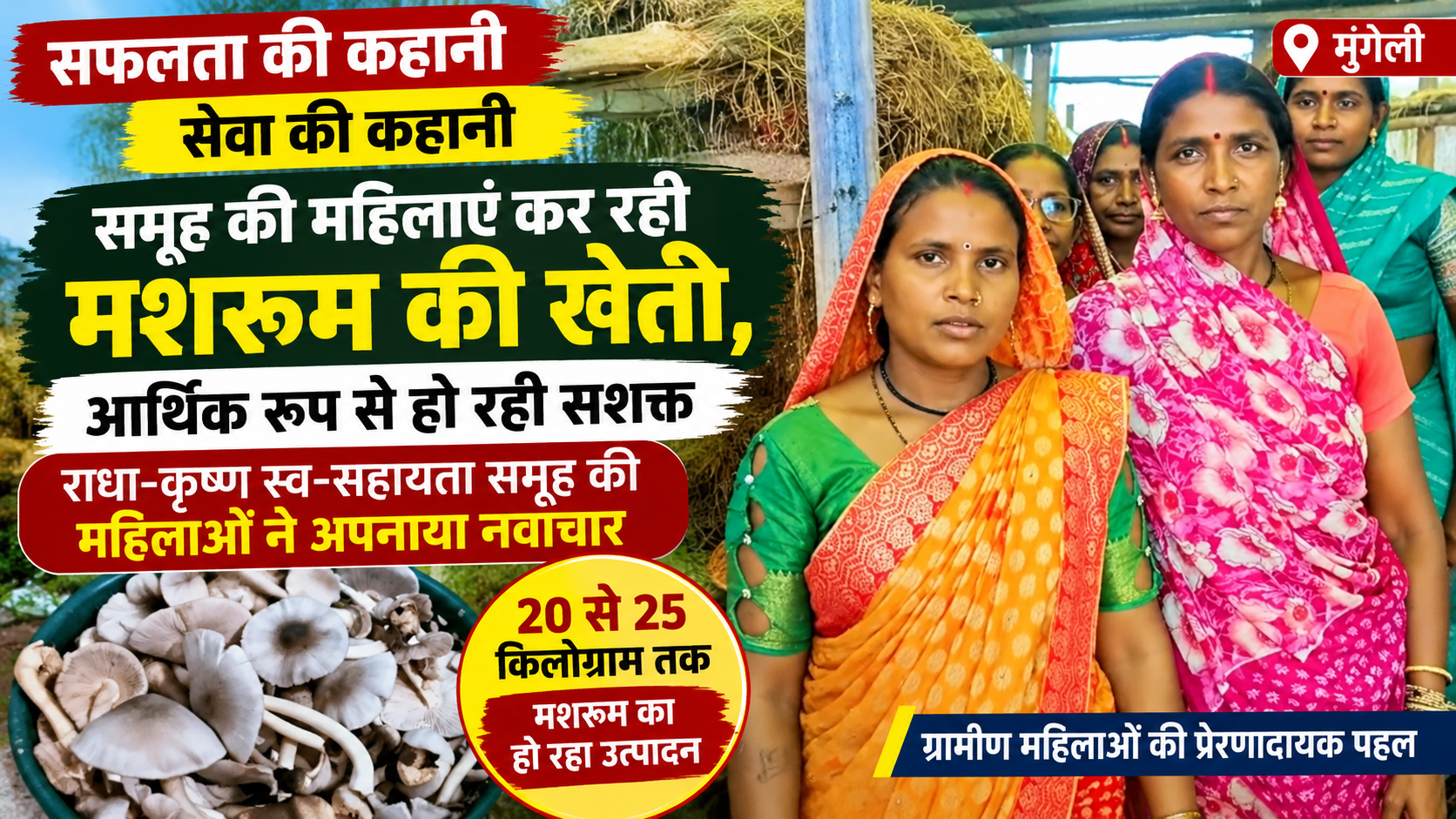 मशरूम की खेती से आत्मनिर्भरता की राह पर गीधा की महिलाएं, 20 से 25 किलो तक उत्पादन mushroom farming women’s success story